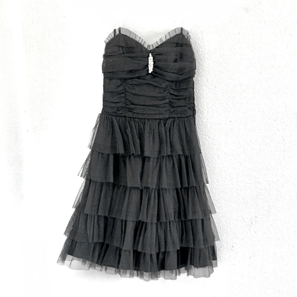 Black Ruffled Tiered Babydoll Mini Dress